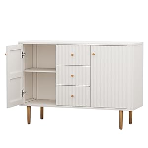 Buffet HLR® avec rangement, meuble d'appoint cannelé de 48 po avec 2 tiroirs et 2 portes