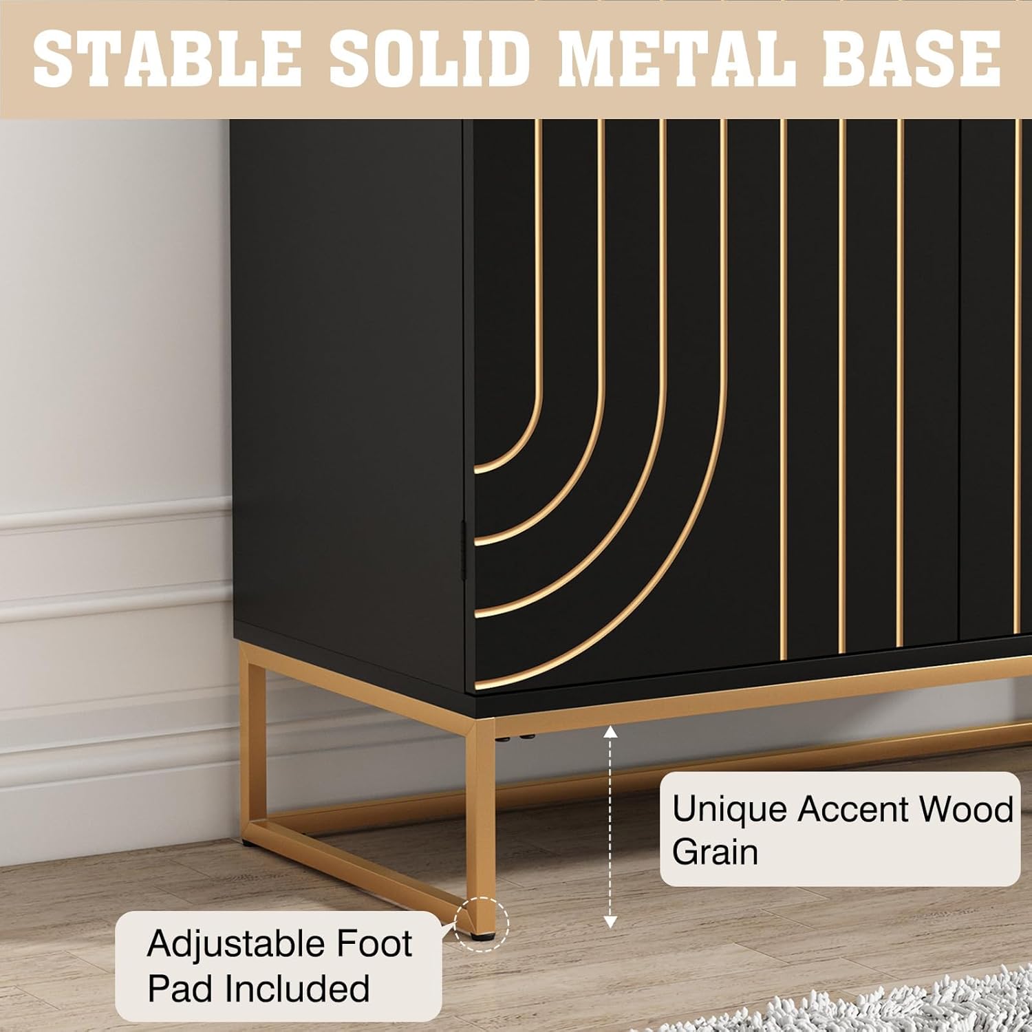 HLR® Armoire d'appoint en bois avec 2 portes, buffet de rangement