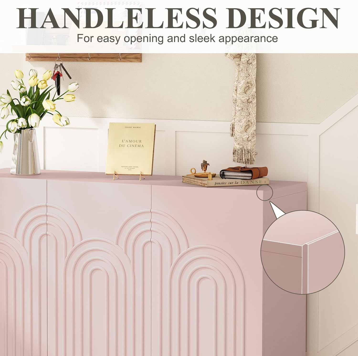 Buffet HLR® 47" avec relief nuageux, meuble d'appoint à 3 portes