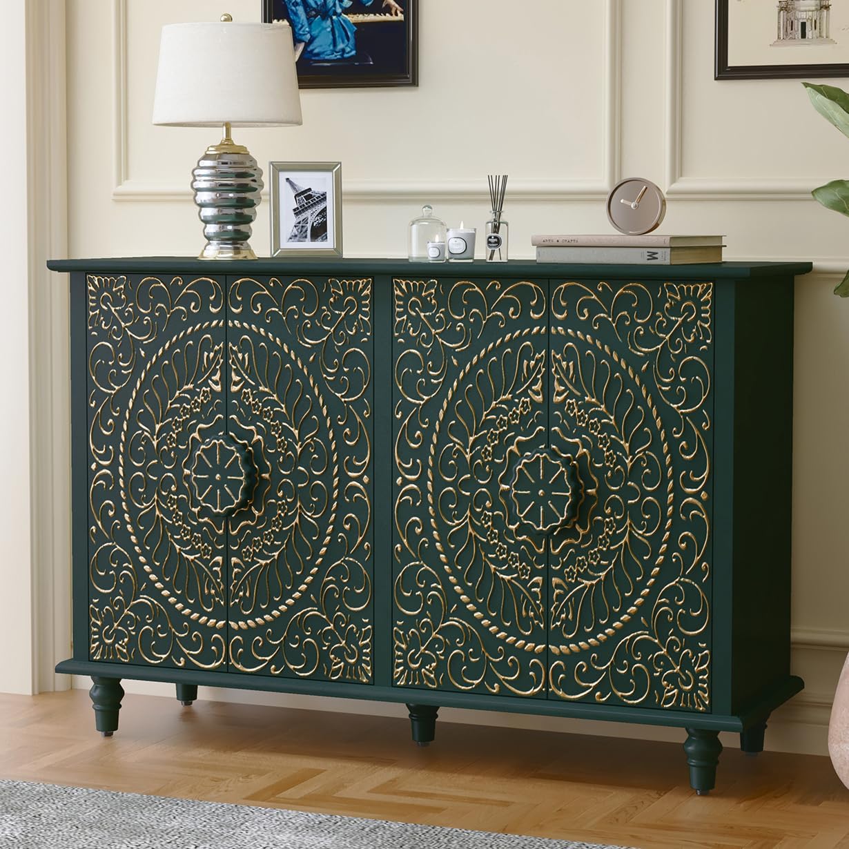 Buffet HLR® avec rangement, meuble d'appoint décoratif vintage de 122 cm