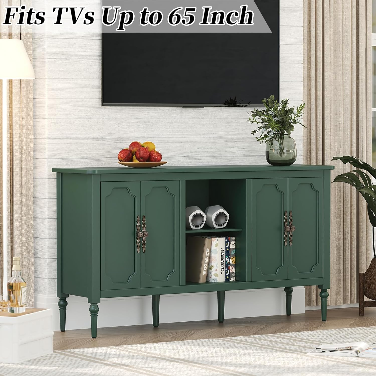 Buffet vintage HLR® avec 4 portes, 140 cm, meuble de rangement moderne du milieu du siècle