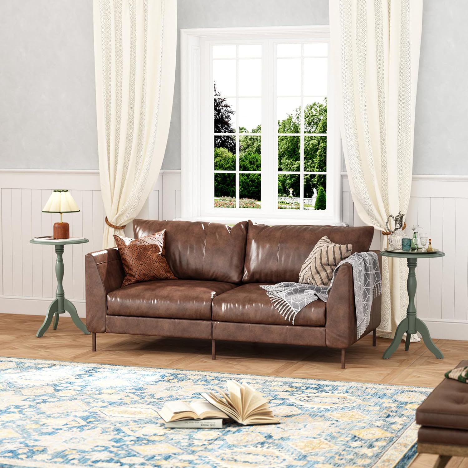 Table d'appoint ronde HLR®, tables basses d'appoint sur piédestal en bois, table de chevet d'appoint vintage