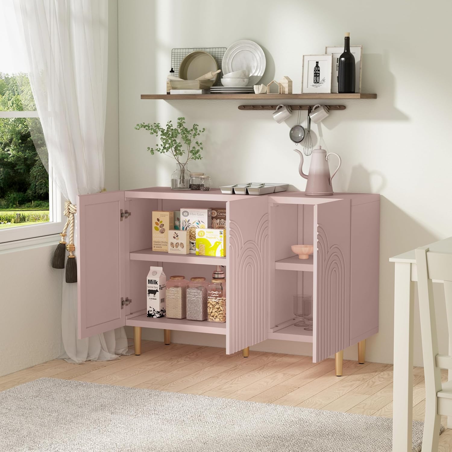 Buffet HLR® 47" avec relief nuageux, meuble d'appoint à 3 portes