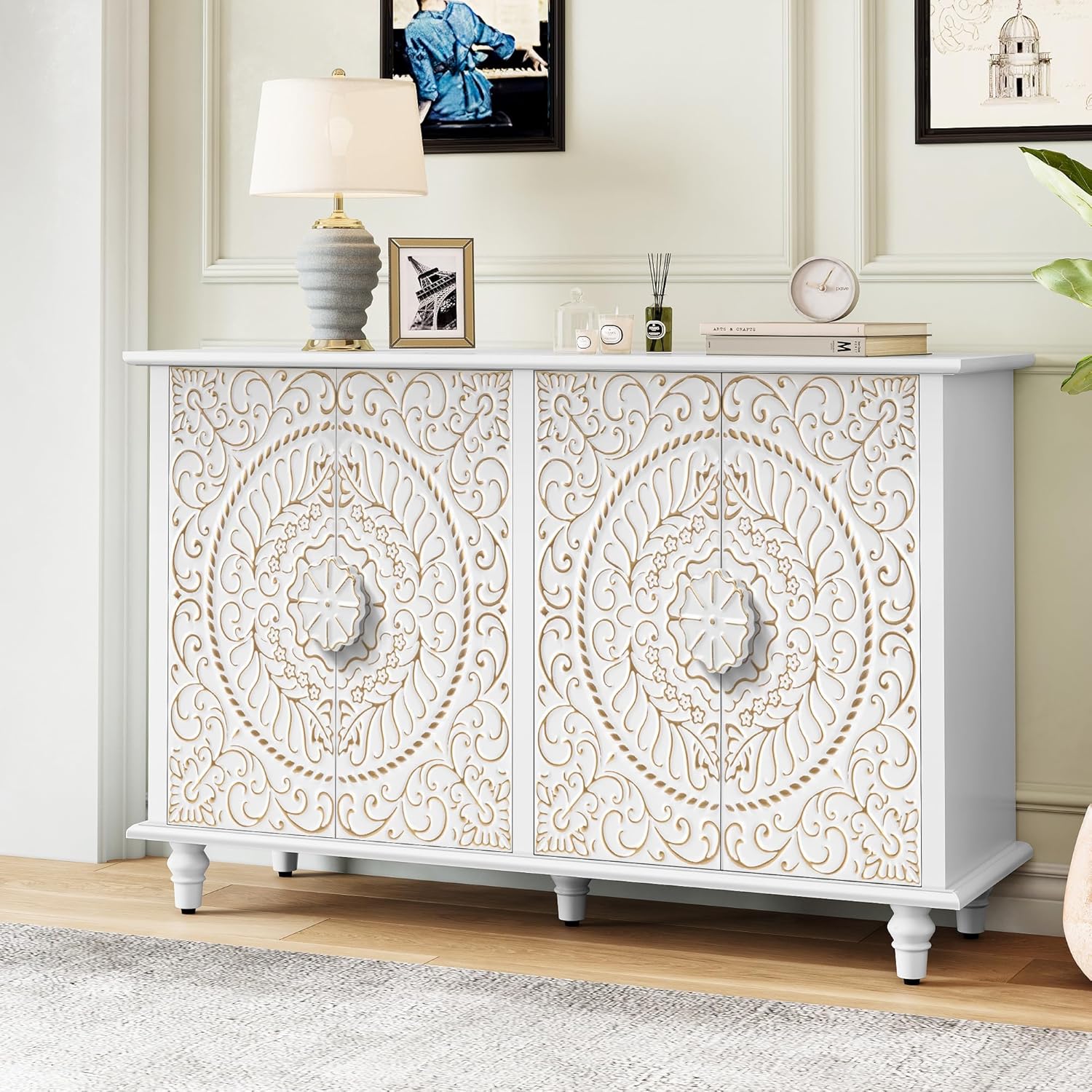 Buffet HLR® avec rangement, meuble d'appoint décoratif vintage de 122 cm
