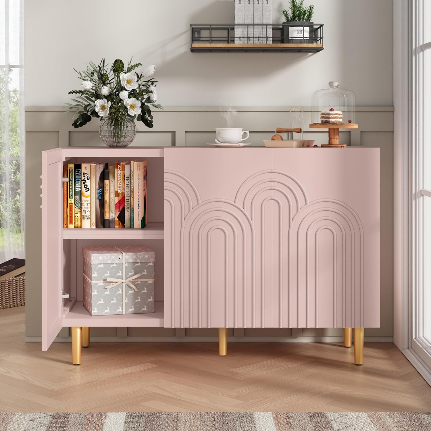 Buffet HLR® 47" avec relief nuageux, meuble d'appoint à 3 portes