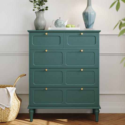 HLR 40" Mid-century 5 Drawer Dresser for Bedroom, Small Dressers & Chest of Drawers,Green