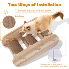 CBJCBJ Solid Wood Cat Wall Mounts Shelves Perches Set, Sleeping Playing Lounging Climbing Wall-mounted Cat Tree House for Multiple Cats, 3-Piece