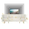 CBJCBJ 66" TV up to 75" Stand for Living Room, Entertainment Center with Glass Storage Cabinet