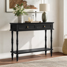 HLR 41" Mid Century Console Tables, Entryway Tables with 2 Drawers, 10 Mins Assembly, Black