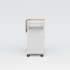 HLR Mid-Century 60" Kitchen Island with Trash Can Storage, Rolling Island Table, White