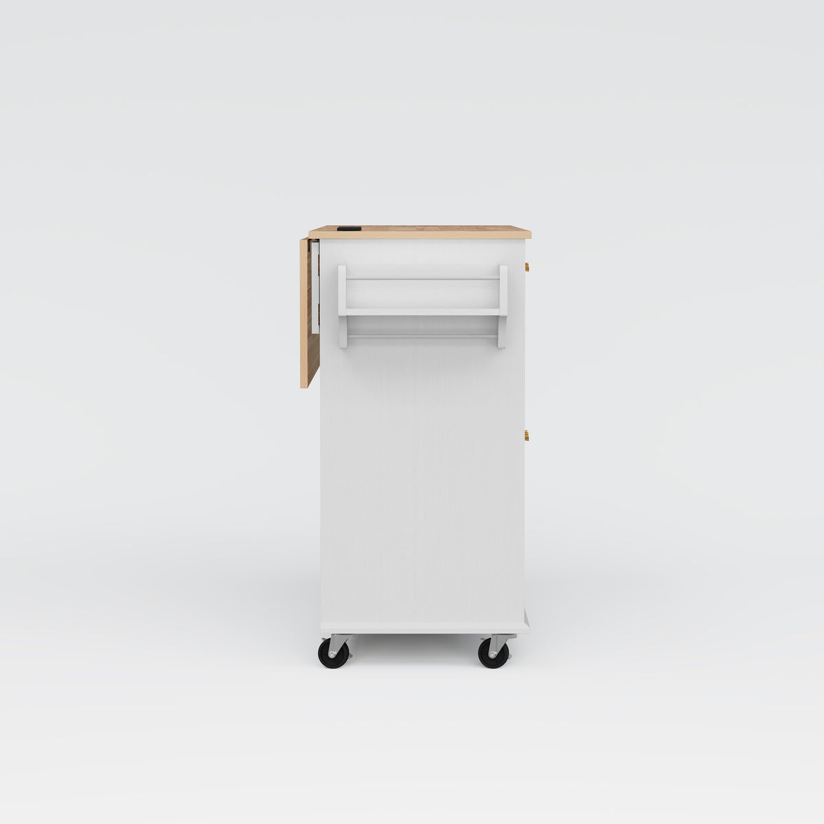 HLR Mid-Century 60" Kitchen Island with Trash Can Storage, Rolling Island Table, White