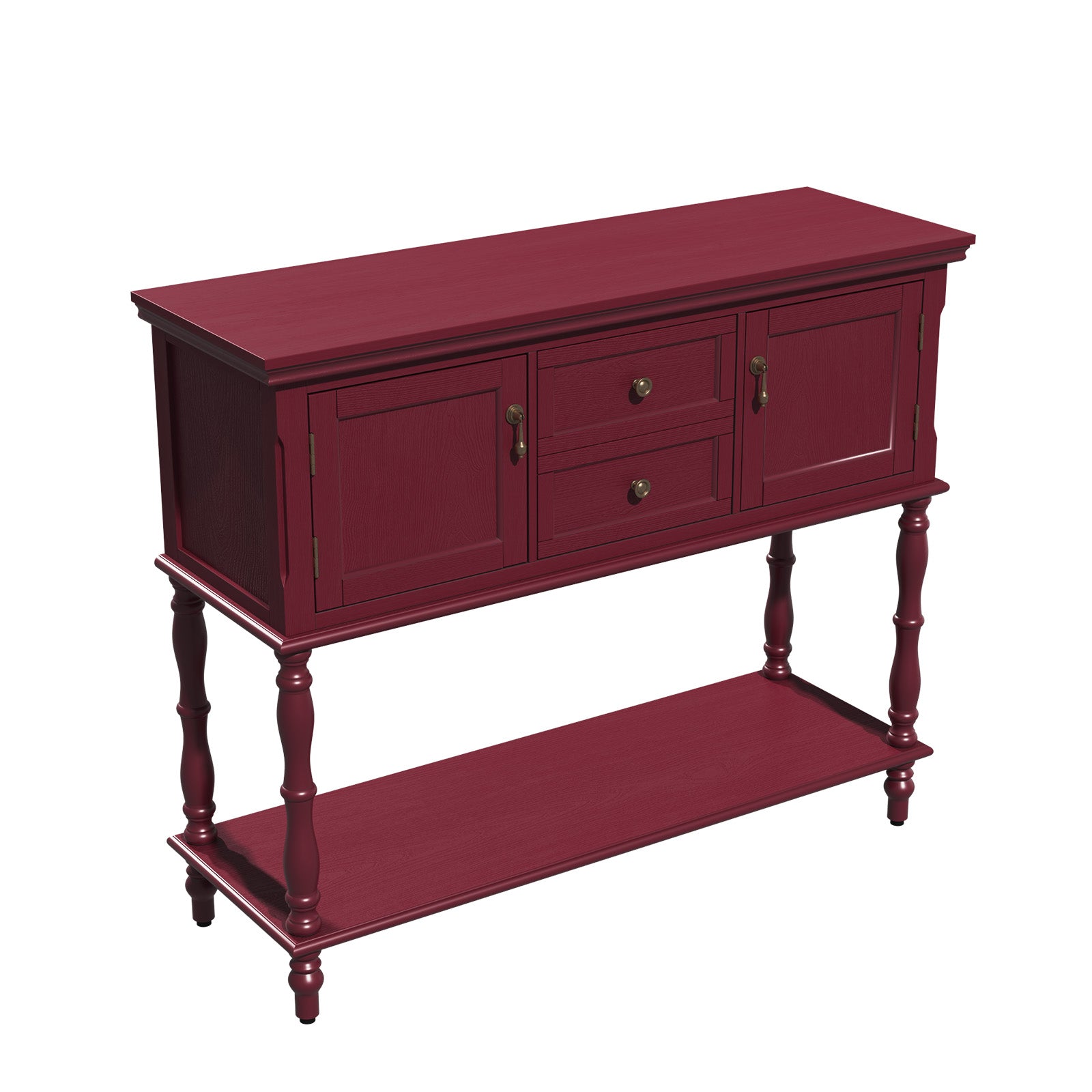 HLR 42" Farmhouse Modern Console Table, Entryway Table with Storage Shelf for Living Room, Red