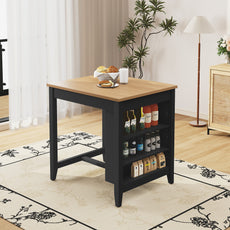 HLR Farmhouse Black Dining Table for 2 with Seasoning Rack, Kitchen Dining Room Table for Small Space(Apartment)