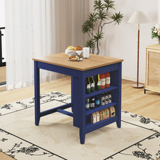 HLR Farmhouse Blue Dining Table for 2 with Seasoning Rack, Kitchen Dining Room Table for Small Space(Apartment)