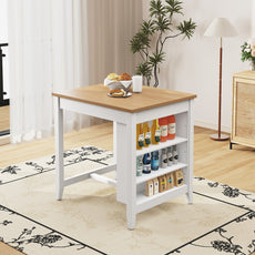 HLR Farmhouse White Dining Table for 2 with Seasoning Rack, Kitchen Dining Room Table for Small Space(Apartment)