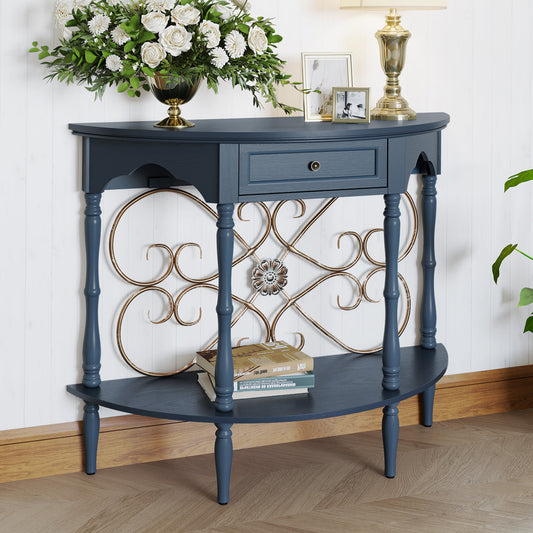 CBJCBJ Retro Console Table with Drawers, Assembled Entryway Storage Table, Accent Table for Hallway,Blue