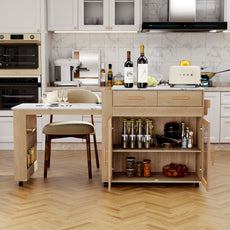 CBJCBJ Kitchen Island with Storage | Expandable Retractable on Wheels 71.65