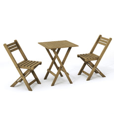 HLR 3-Piece Folding Bistro Table and Chairs Set, Outdoor Patio Solid Wood Furniture Sets with Table Outdoor Garden, Brown