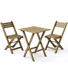 HLR 3-Piece Folding Bistro Table and Chairs Set, Outdoor Patio Solid Wood Furniture Sets with Table Outdoor Garden, Brown