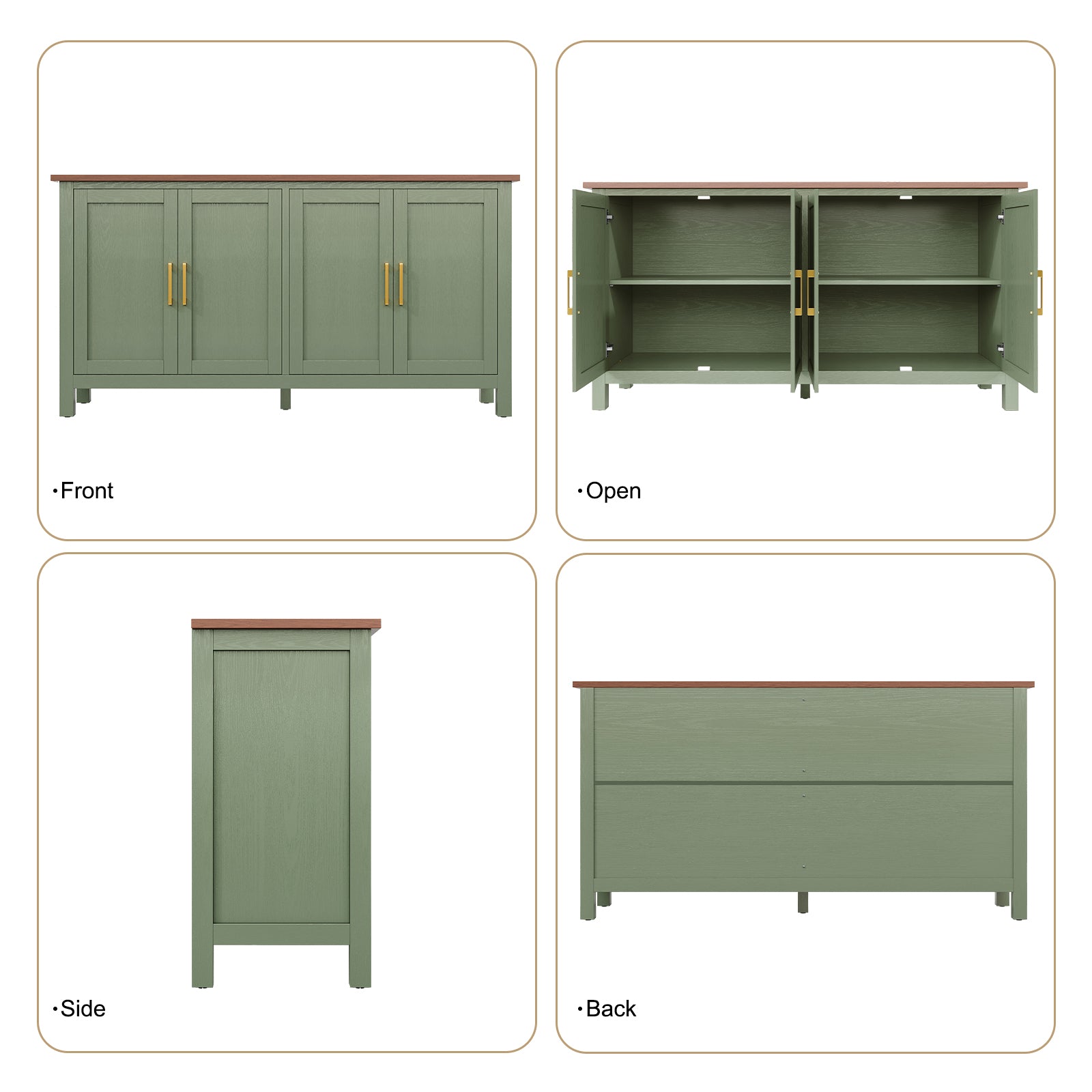 CBJCBJ 58” Modern Sideboard Buffet Cabinet, Living Room Accent Cabinet with Storage, for Kitchen,Green