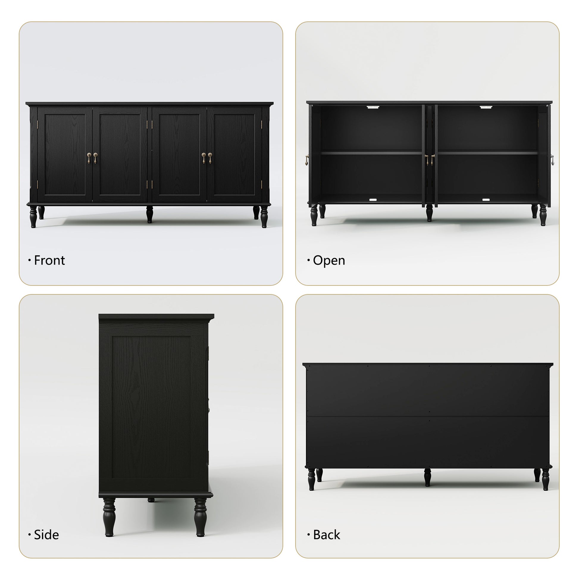 HLR 58'' Large Sideboard Buffet Cabinet with Storage, 4 Doors Modern Credenza Table for Living Room