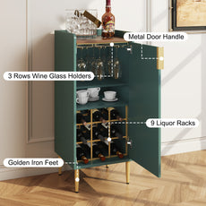 CBJCBJ Modern Wine Storage Cabinet with Rack & Adjustable shelves Coffee Bar for Kitchen, Dining Room, Apartment, Green