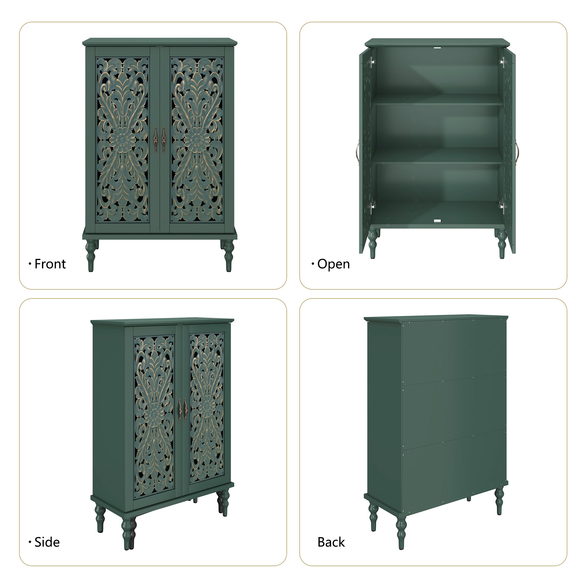 HLR Buffet Cabinet with Storage Accent Sideboard, Modern Hollow 2 Doors Credenza for Dining Room, Green