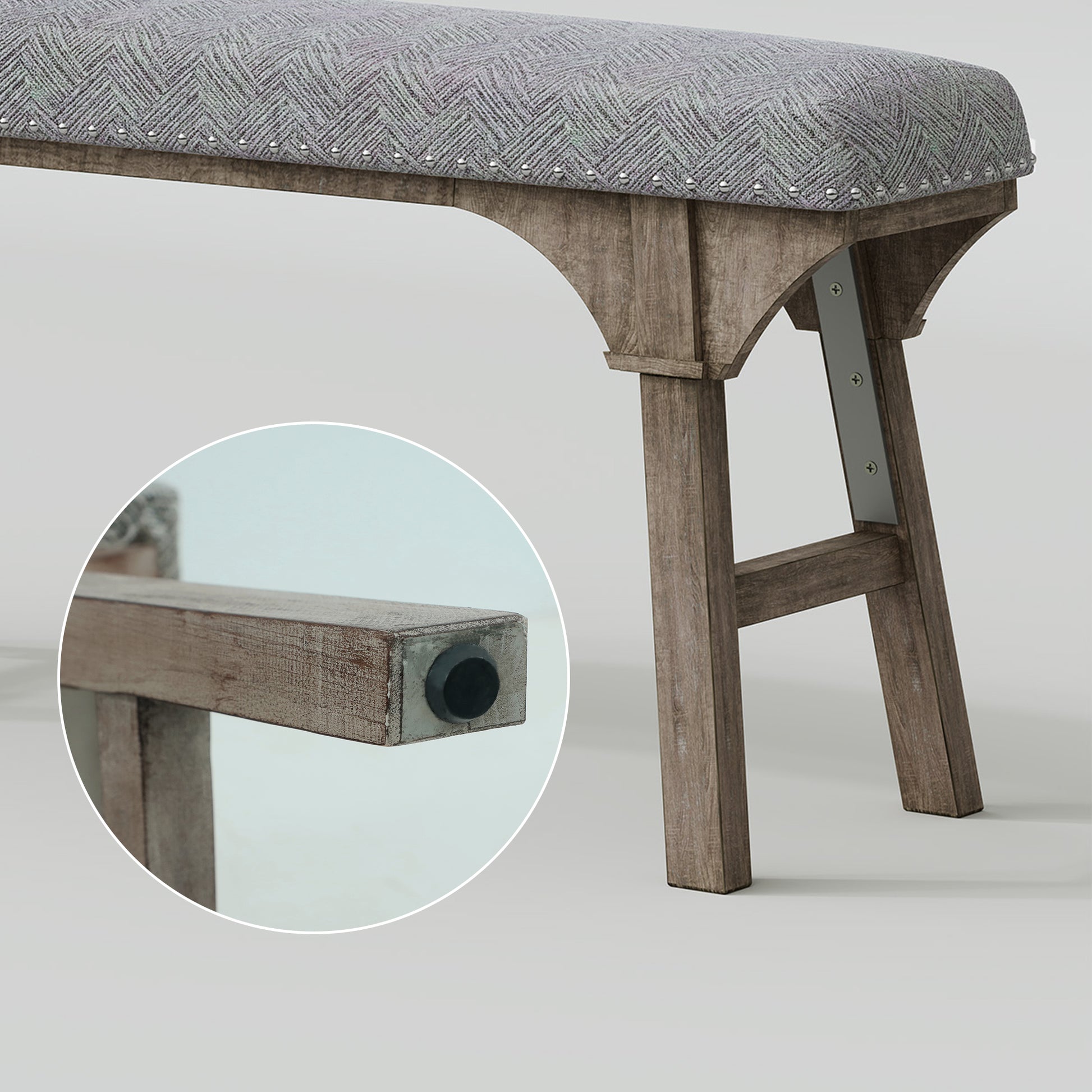 HLR 44" Modern Bedroom Benches, Upholstered Entryway Bench/End of Bed Bench for Living Room, Gray