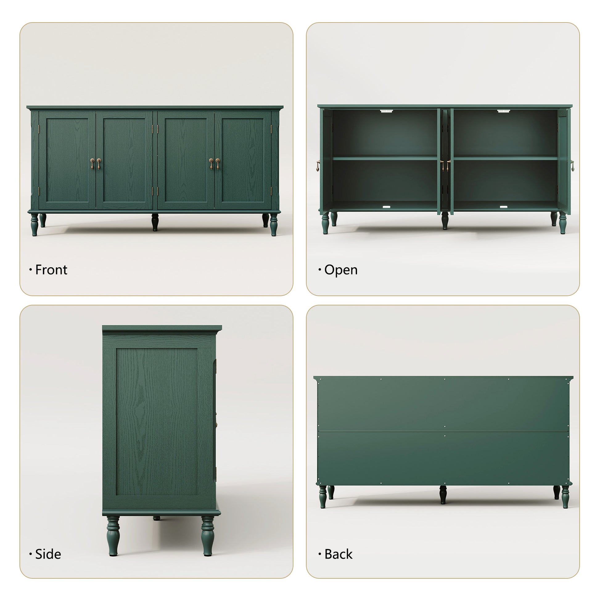 HLR 58'' Large Sideboard Buffet Cabinet with Storage, 4 Doors Modern Credenza Table for Living Room