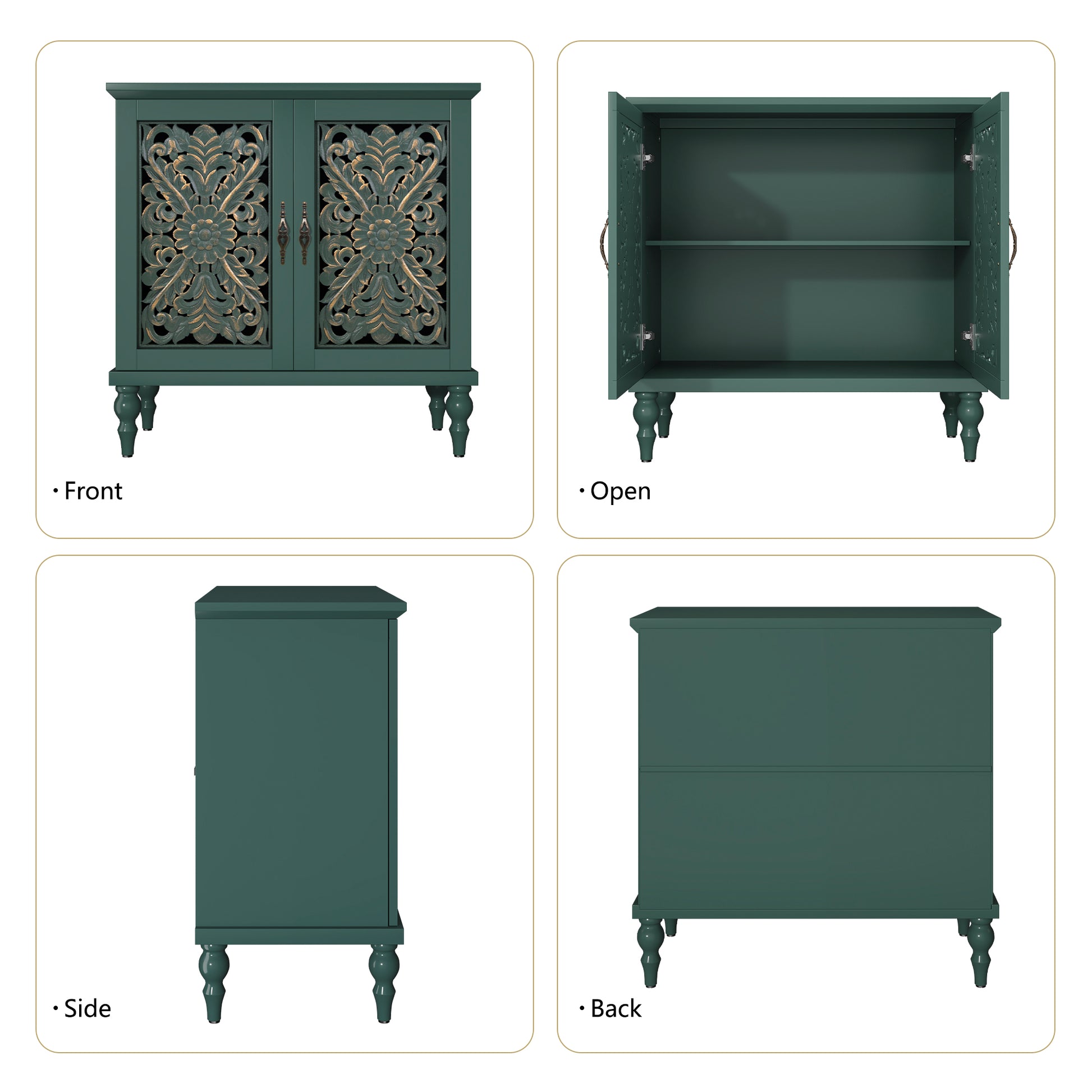 HLR® Vintage Carved Accent Cabinet with 2/4 Doors
