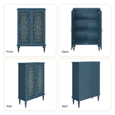 HLR Buffet Cabinet with Storage Accent Sideboard, Modern Hollow 2 Doors Credenza for Dining Room, Blue