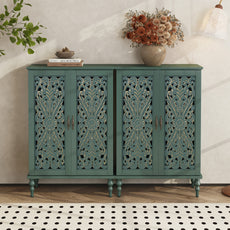 HLR Buffet Cabinet with Storage Accent Sideboard, Modern Hollow 2 Doors Credenza for Dining Room, Green