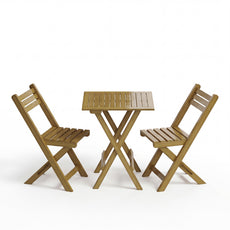 HLR 3-Piece Folding Bistro Table and Chairs Set, Outdoor Patio Solid Wood Furniture Sets with Table Outdoor Garden, Brown