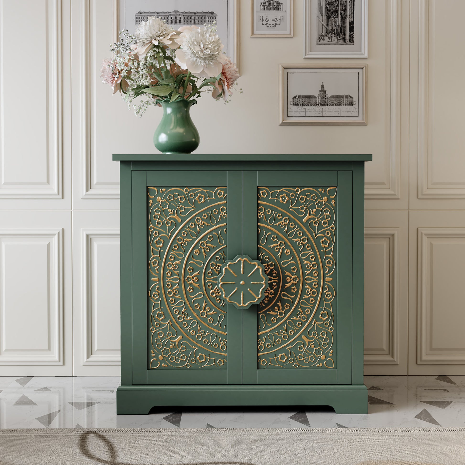 HLR 31.5" W Mid Century Modern Accent Cabinet with 2 Doors, Credenzas & Sideboard Buffet with Storage, Green