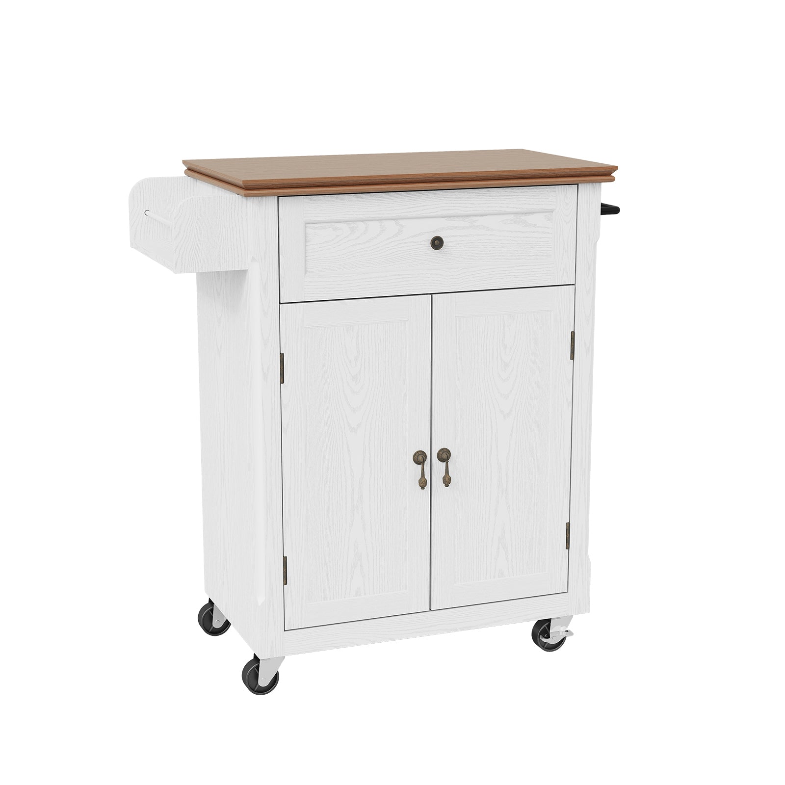 HLR Small Kitchen Islands Table with Storage, Rolling Wood Microwave Cart on Wheels for Dining Room, White