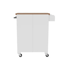 HLR Small Kitchen Islands Table with Storage, Rolling Wood Microwave Cart on Wheels for Dining Room, White