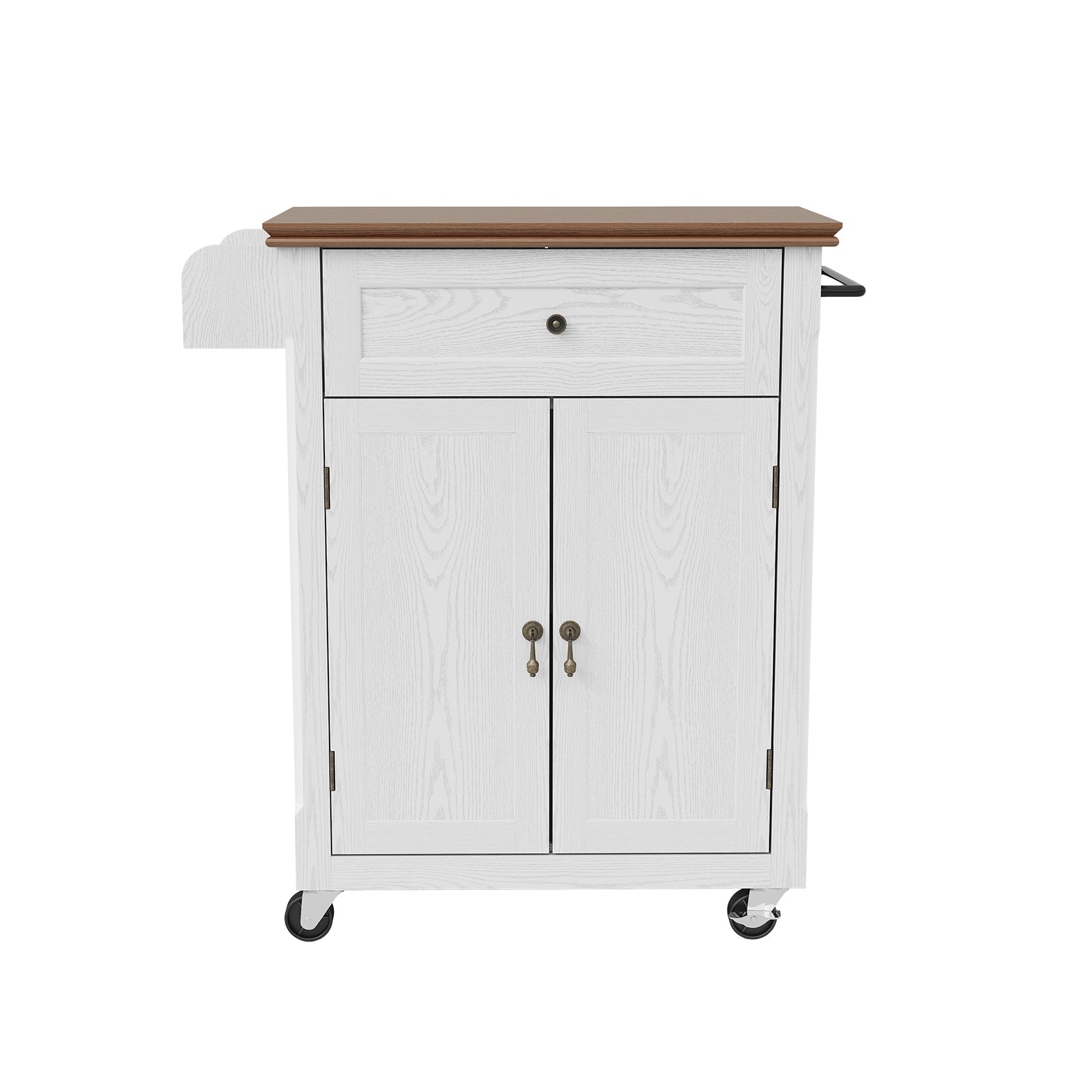HLR Small Kitchen Islands Table with Storage, Rolling Wood Microwave Cart on Wheels for Dining Room, White