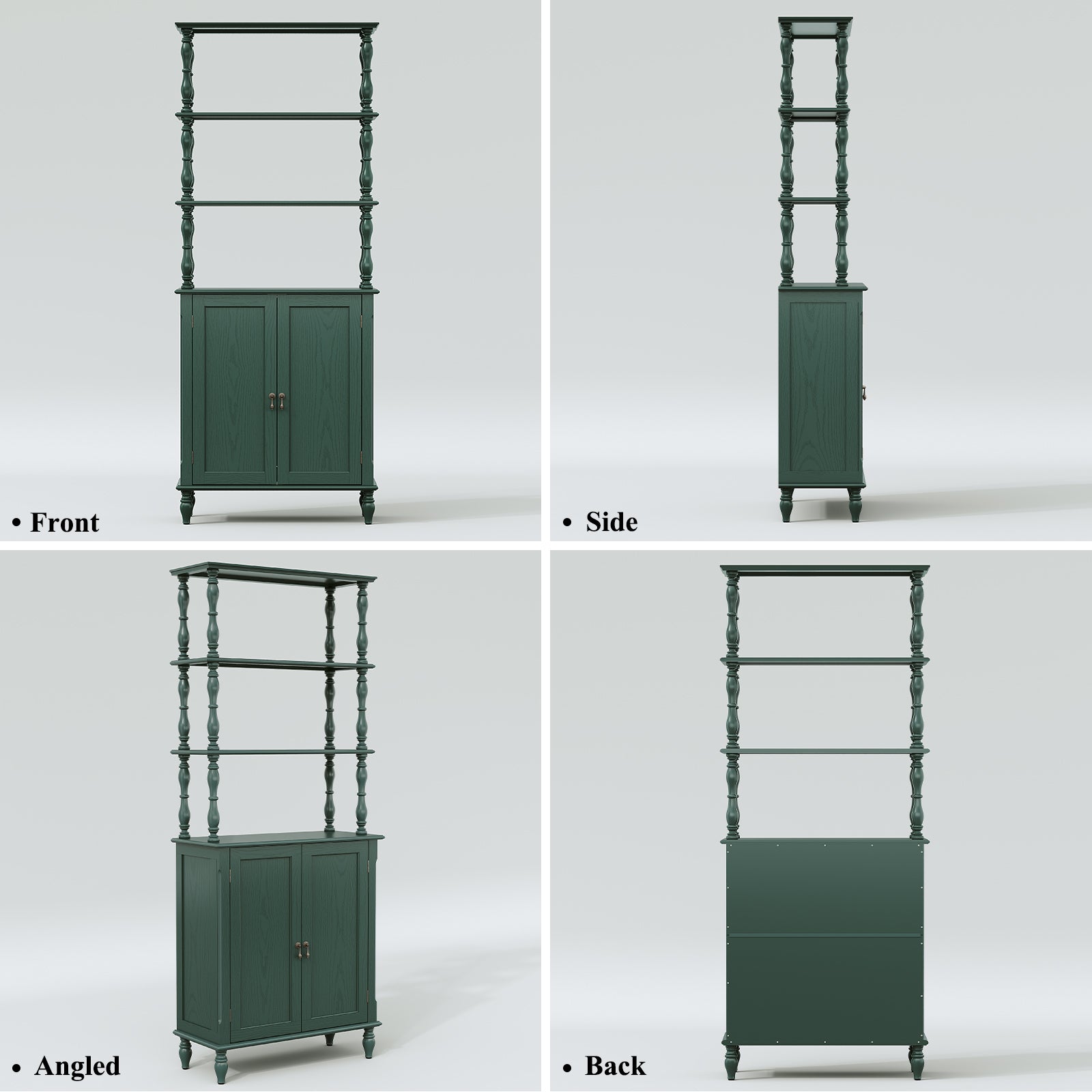 CBJCBJ 77.5" Retro Bookcase with Storage Cabinet and Removable Display Shelf, Suitable for Living Room, Study Room,Green