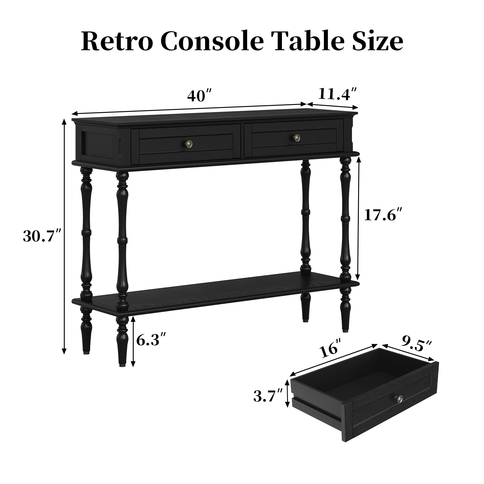 CBJCBJ40"Vintage Minimal Assembly Console Table with 2 Storage Drawers,Suitable for Living Room