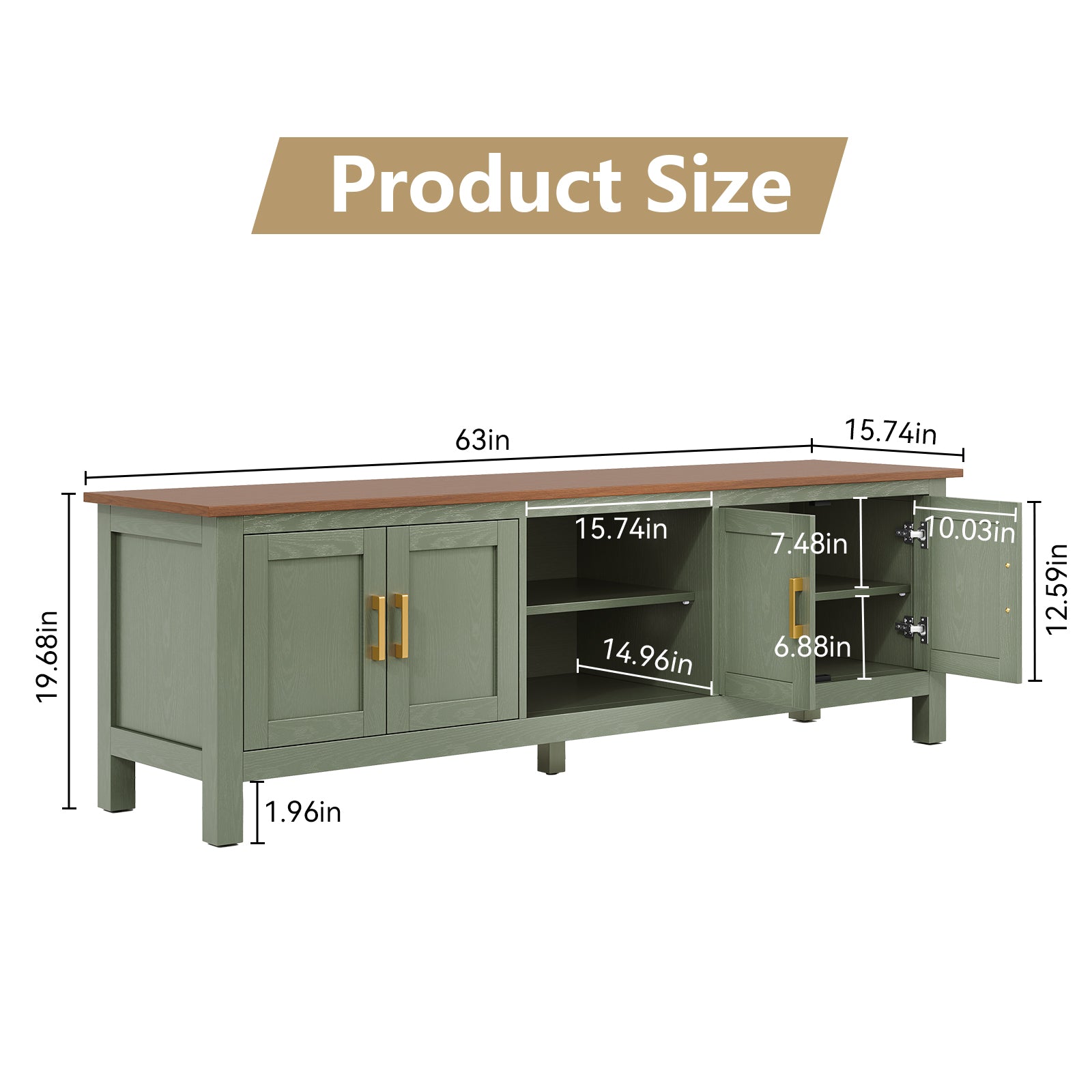 CBJCBJ Modern 63" TV Stand for TVs up to 70", Entertainment Center with Storage , for Living Room