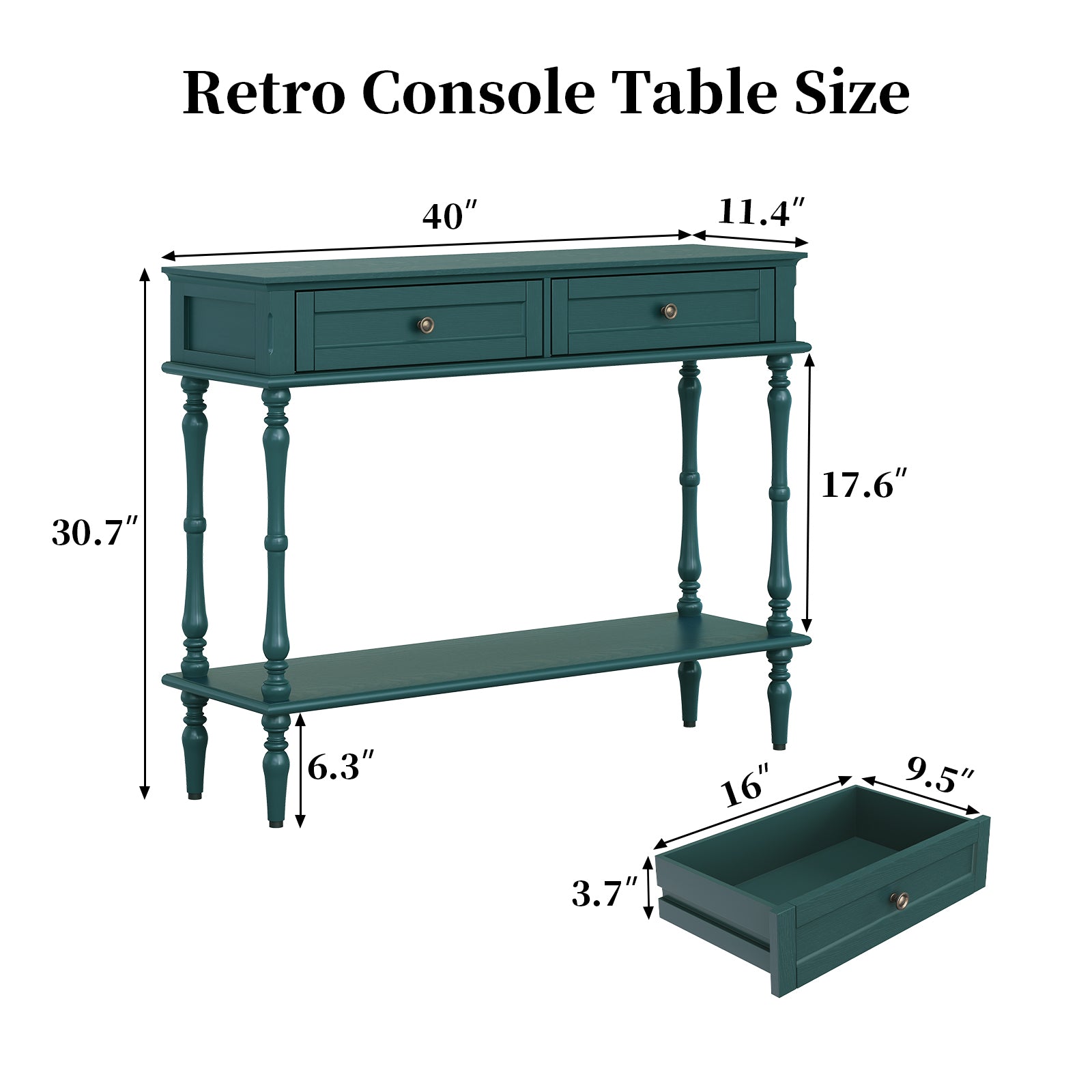 CBJCBJ40"Vintage Minimal Assembly Console Table with 2 Storage Drawers,Suitable for Living Room