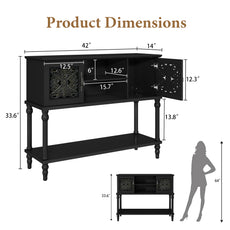 CBJCBJ 42'' Modern Retro Console Table, Entryway Table with Open Storage Shelf , for Living Room,Black
