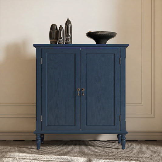 HLR 31.5'' Large Sideboard Buffet Cabinet with Storage, 2 Doors Modern Credenza Table for Living Room, Navy Blue