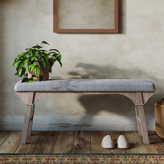HLR 44" Modern Bedroom Benches, Upholstered Entryway Bench/End of Bed Bench for Living Room, Gray