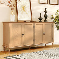 HLR 58'' Large Sideboard Buffet Cabinet with Storage, 4 Doors Modern Credenza Table for Living Room, Wood