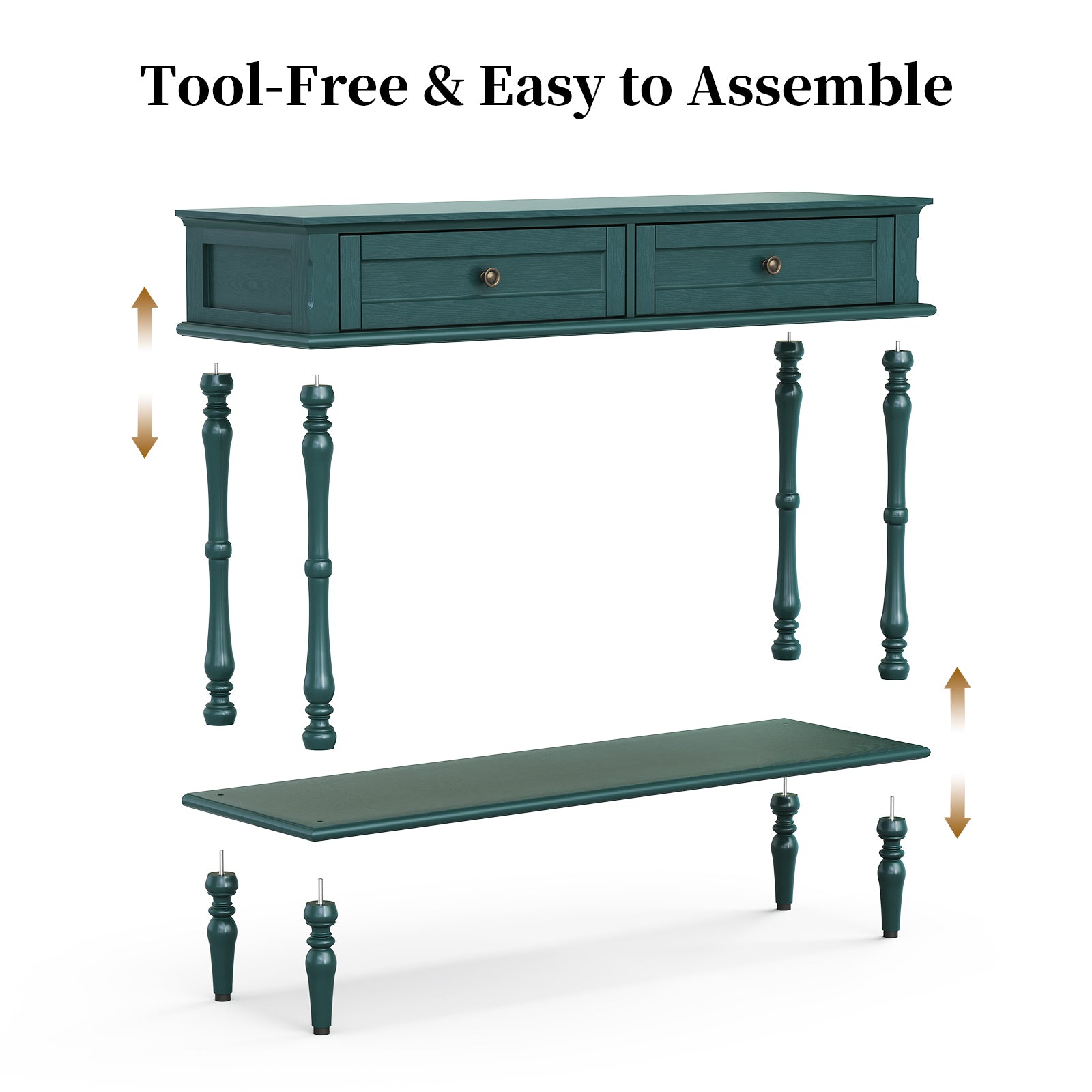 CBJCBJ40"Vintage Minimal Assembly Console Table with 2 Storage Drawers,Suitable for Living Room