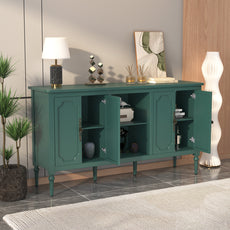 HLR 59" Mid Century Modern Storage Cabinet with Shelf, Vintage Large Sideboard Buffet Cabinet with 4 Doors, Green