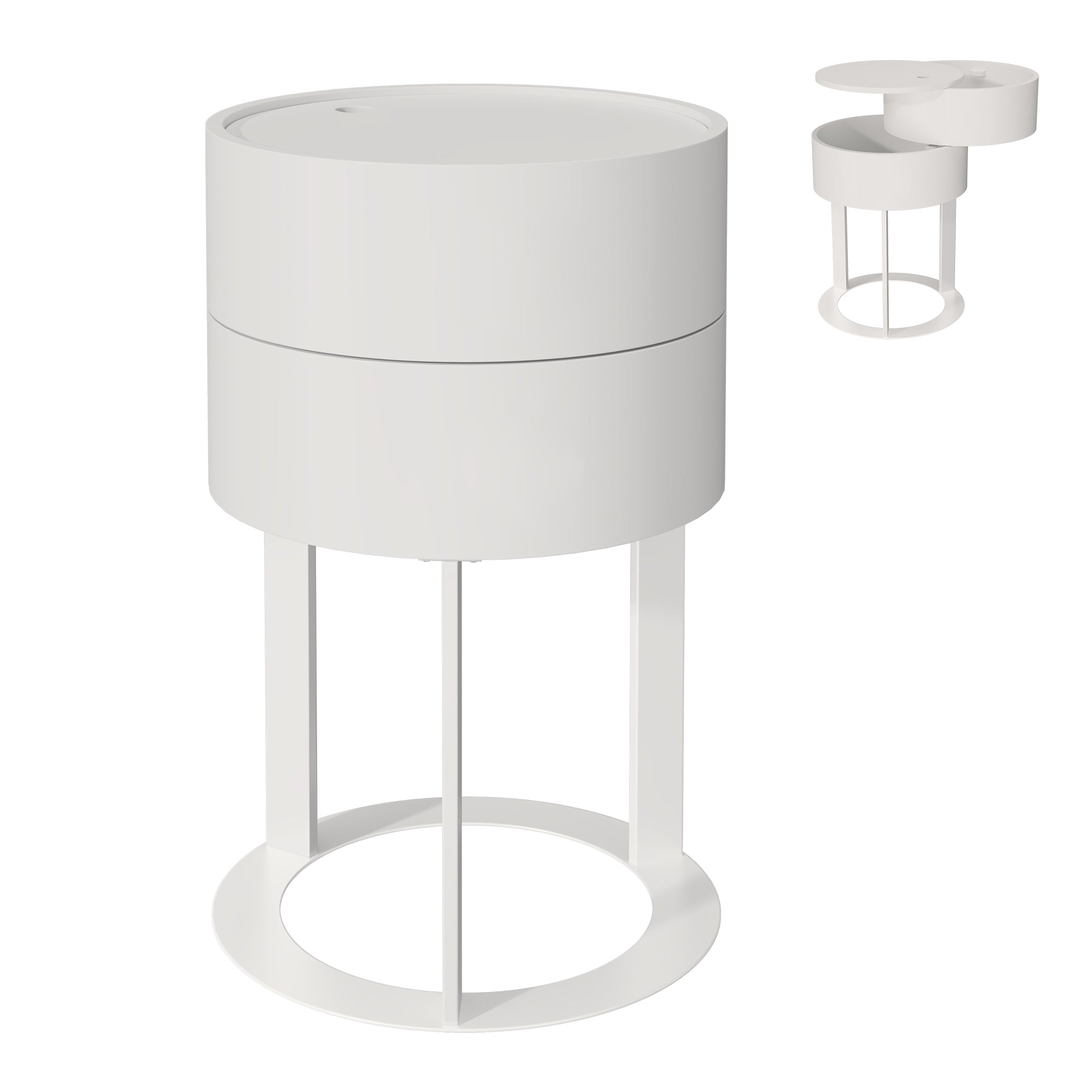 CBJCBJ Modern Round Nightstand with Drawer, 14.2" Bedside Table for Bedroom,White