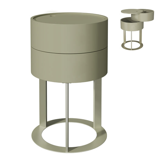 CBJCBJ Modern Round Nightstand with Drawer, 14.2" Bedside Table for Bedroom,Olive Green