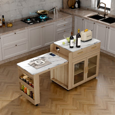CBJCBJ Kitchen Island with Storage | Expandable Retractable on Wheels 71.65